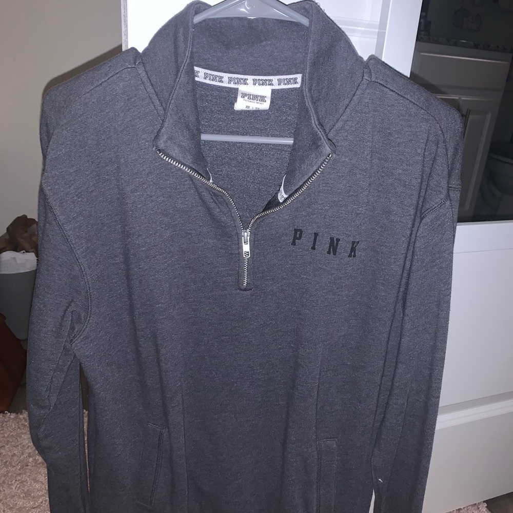PINK half zip grey sweatshirt size XS